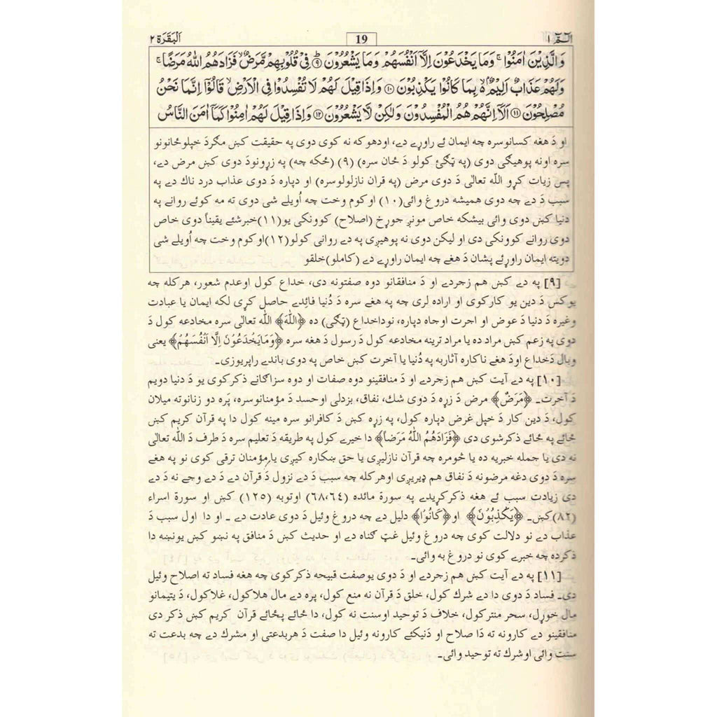 Quran in Pushtu Language (Tafseer Quran Kareem)(Pushtu and Arabic)Translation and Tafseer in Bottom, HC