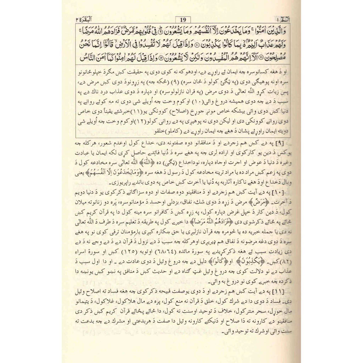Quran in Pushtu Language (Tafseer Quran Kareem)(Pushtu and Arabic)Translation and Tafseer in Bottom, HC