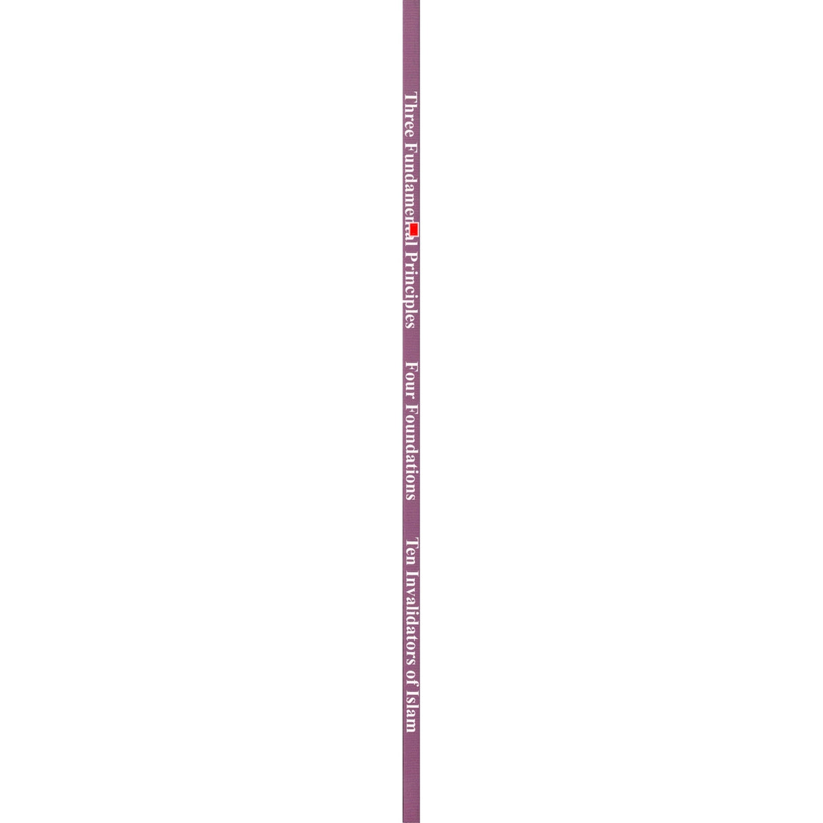 Spine of book "Three Fundamental Principles, Four Foundations, Ten Invalidators of Islam" by Haytham Ibn Sarhan paperback edition