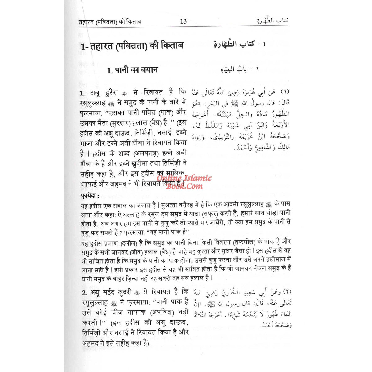 Page from Bulugh Al-Maram book in Hindi language showing Islamic jurisprudence text and hadiths