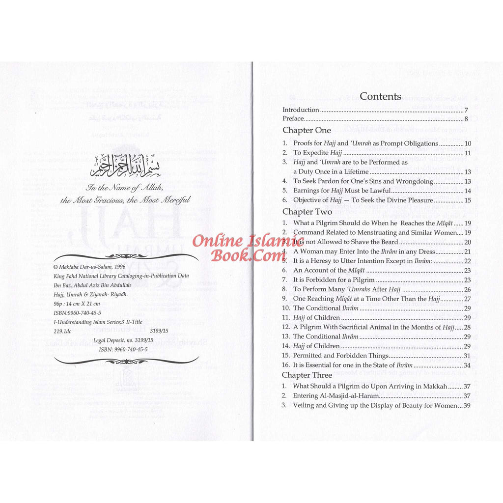 Explaining Issues of Hajj Umrah & Ziyarah (In Light of the Qur’an &amp; Sunnah) By Shaykh Abdul Aziz Bin Abdullah Bin BaazISBN: 9789960740454
