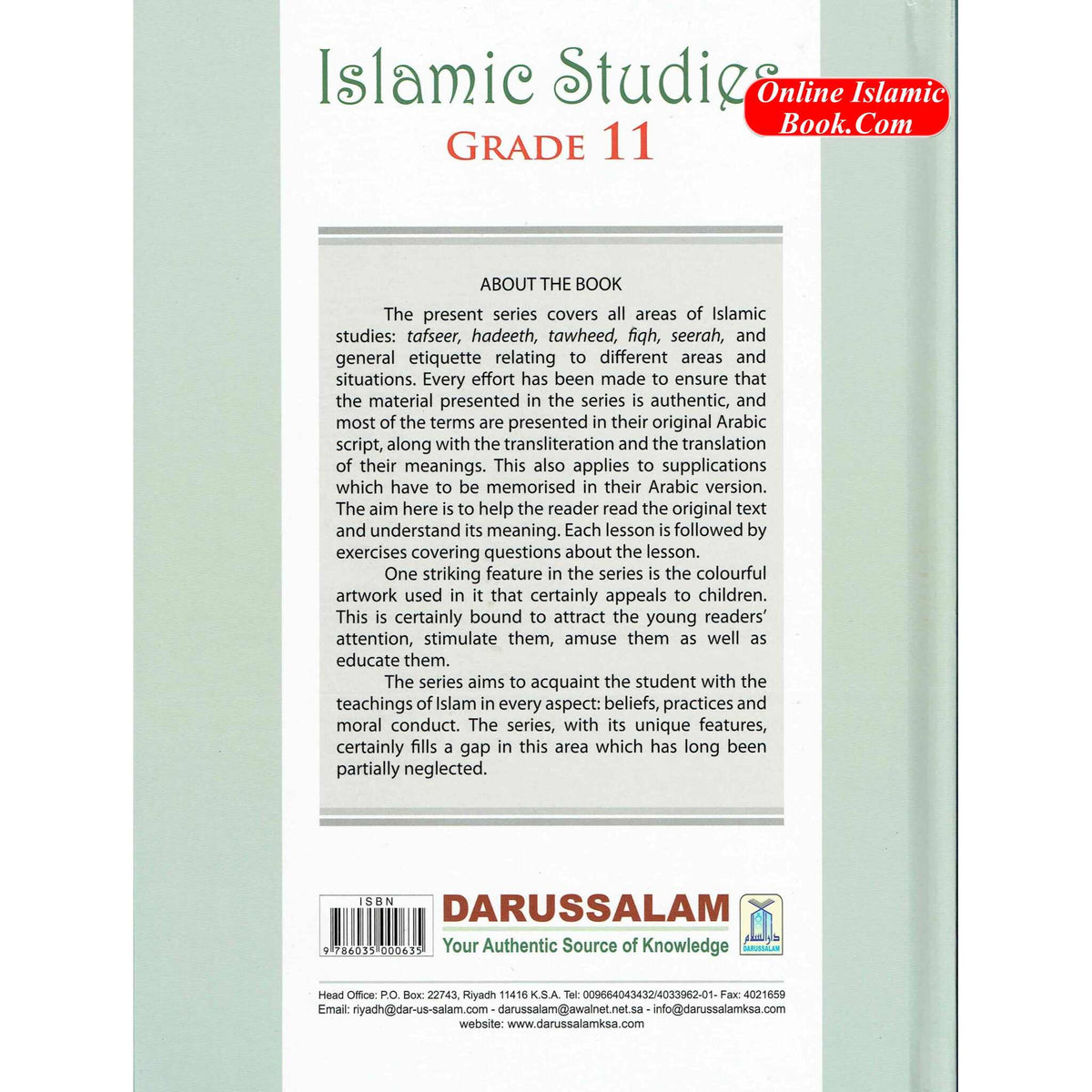 Islamic Studies Grade 11 By Maulvi Abdul Aziz Darussalam Publications
ISBN: 9786035000635