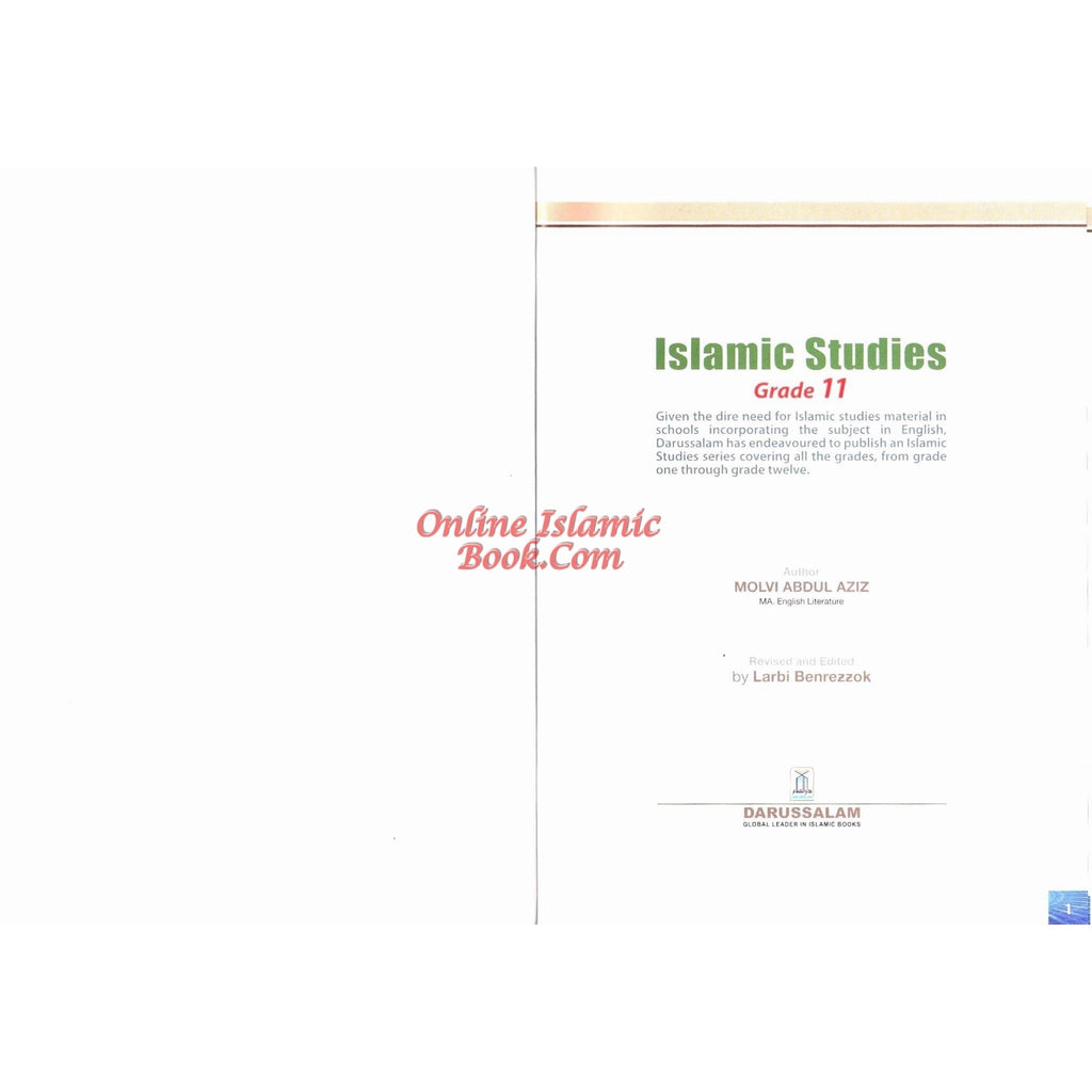 Islamic Studies Grade 11 By Maulvi Abdul Aziz Darussalam Publications
ISBN: 9786035000635