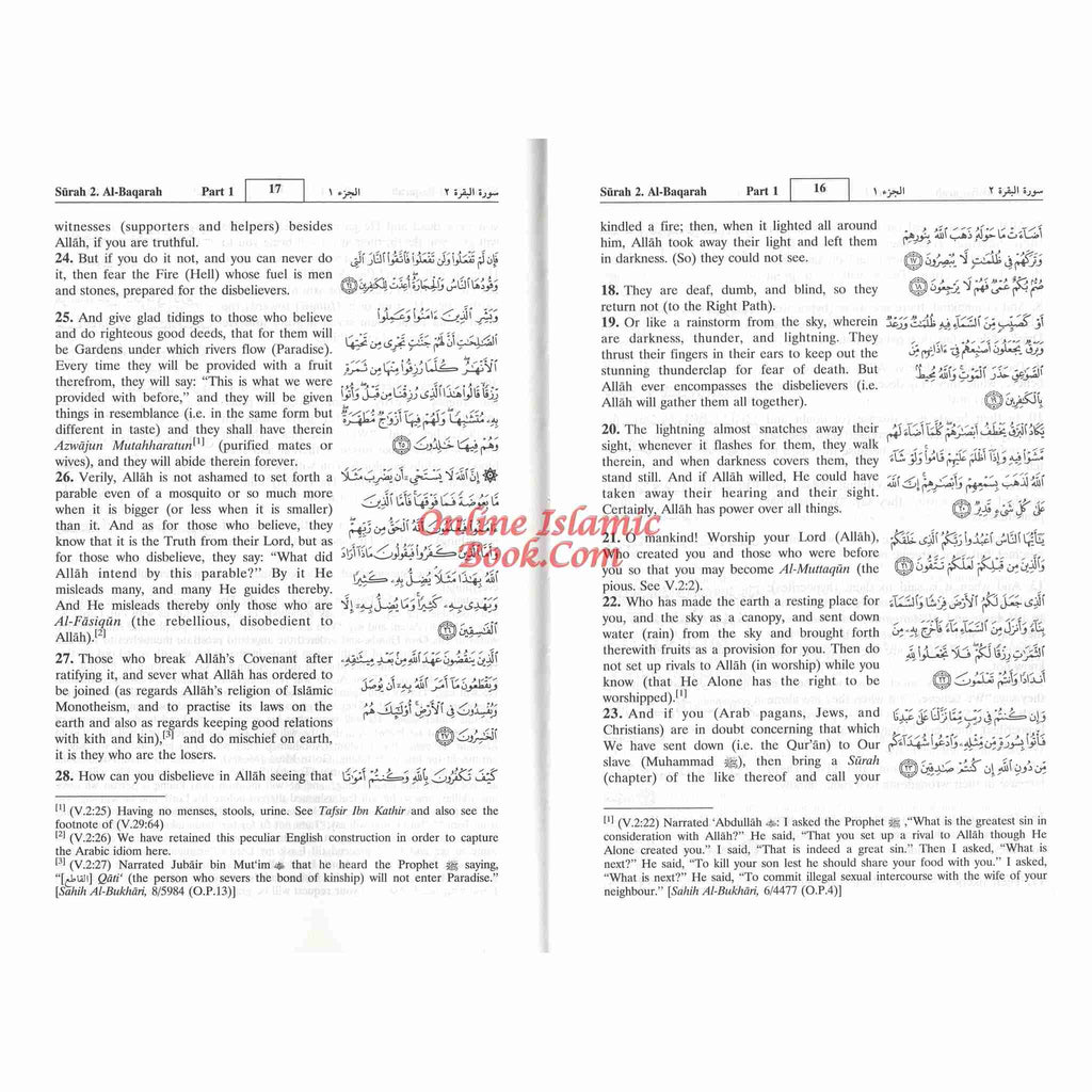 The Noble Quran Arabic and English (Medium size) (Softcover)