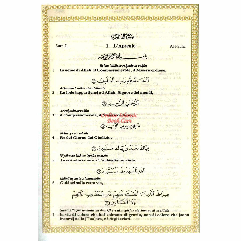 Quran In Italian Language Translation in Italian,Transliteration In English IL Sacro Corano e la traduzione in lingua italiana del senso dei suoi versetti