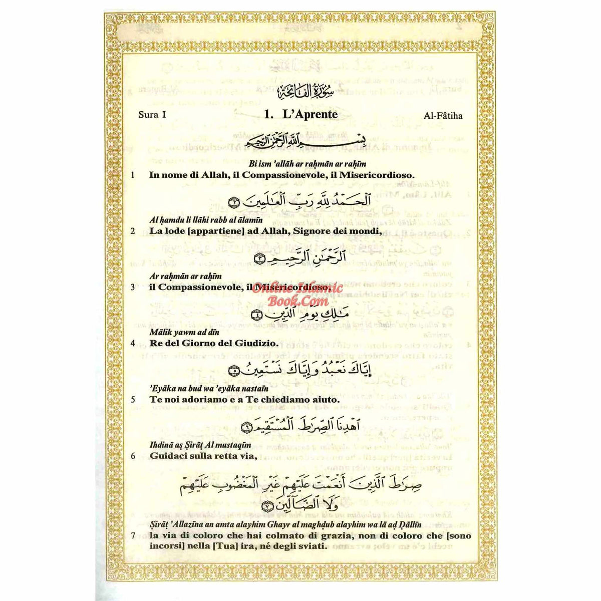 Quran In Italian Language Translation in Italian,Transliteration In English IL Sacro Corano e la traduzione in lingua italiana del senso dei suoi versetti