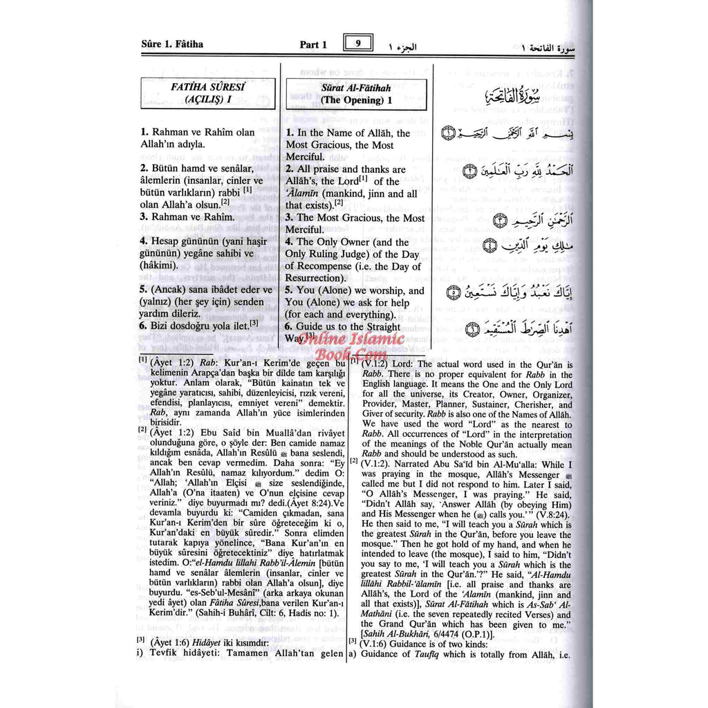 Quran in Turkish Language The Noble Quran in Turkish Language with Tafsir Turkish, English and Arabic Language