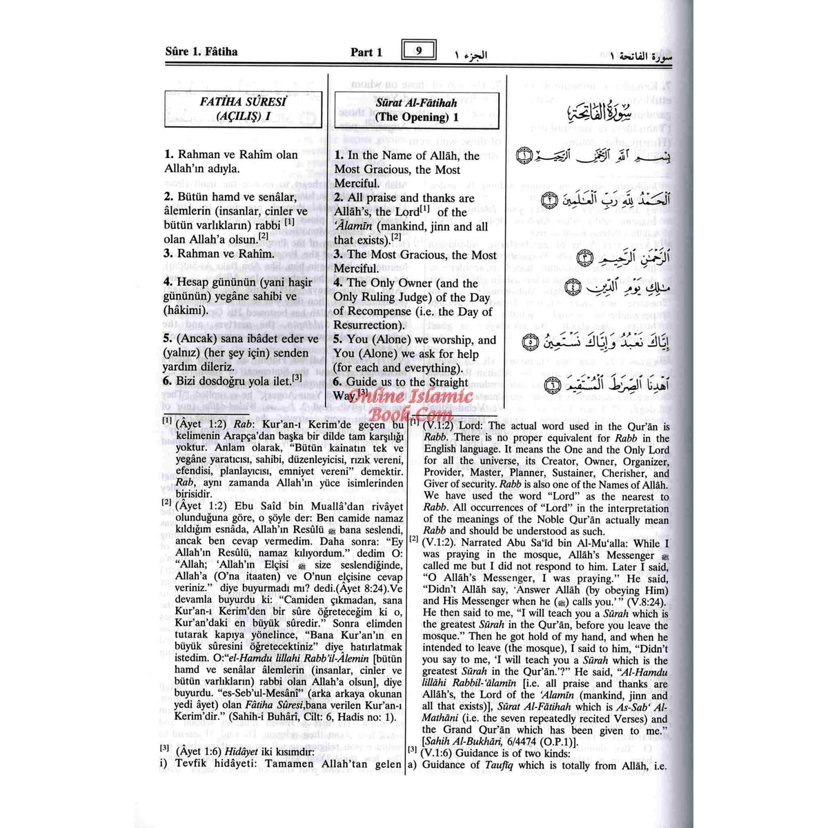 Quran in Turkish Language The Noble Quran in Turkish Language with Tafsir Turkish, English and Arabic Language