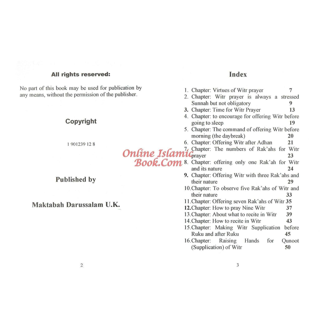 Rulings of Witr Prayer By Dr Muhammad Shabbir Usmani
ISBN: 9781901239126