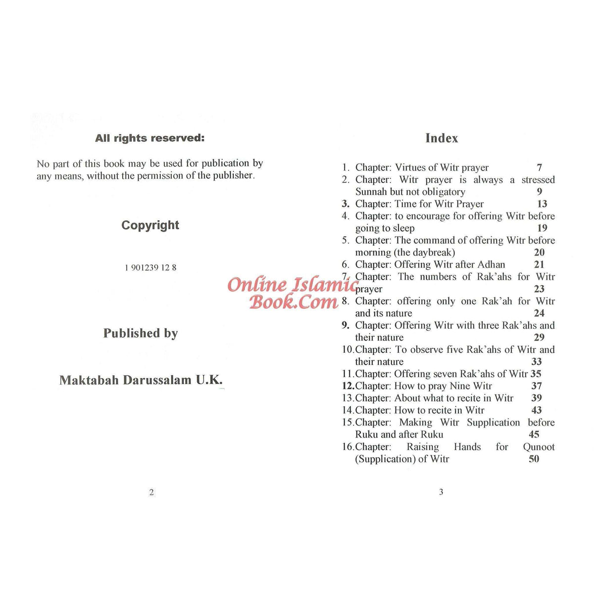 Rulings of Witr Prayer By Dr Muhammad Shabbir Usmani
ISBN: 9781901239126