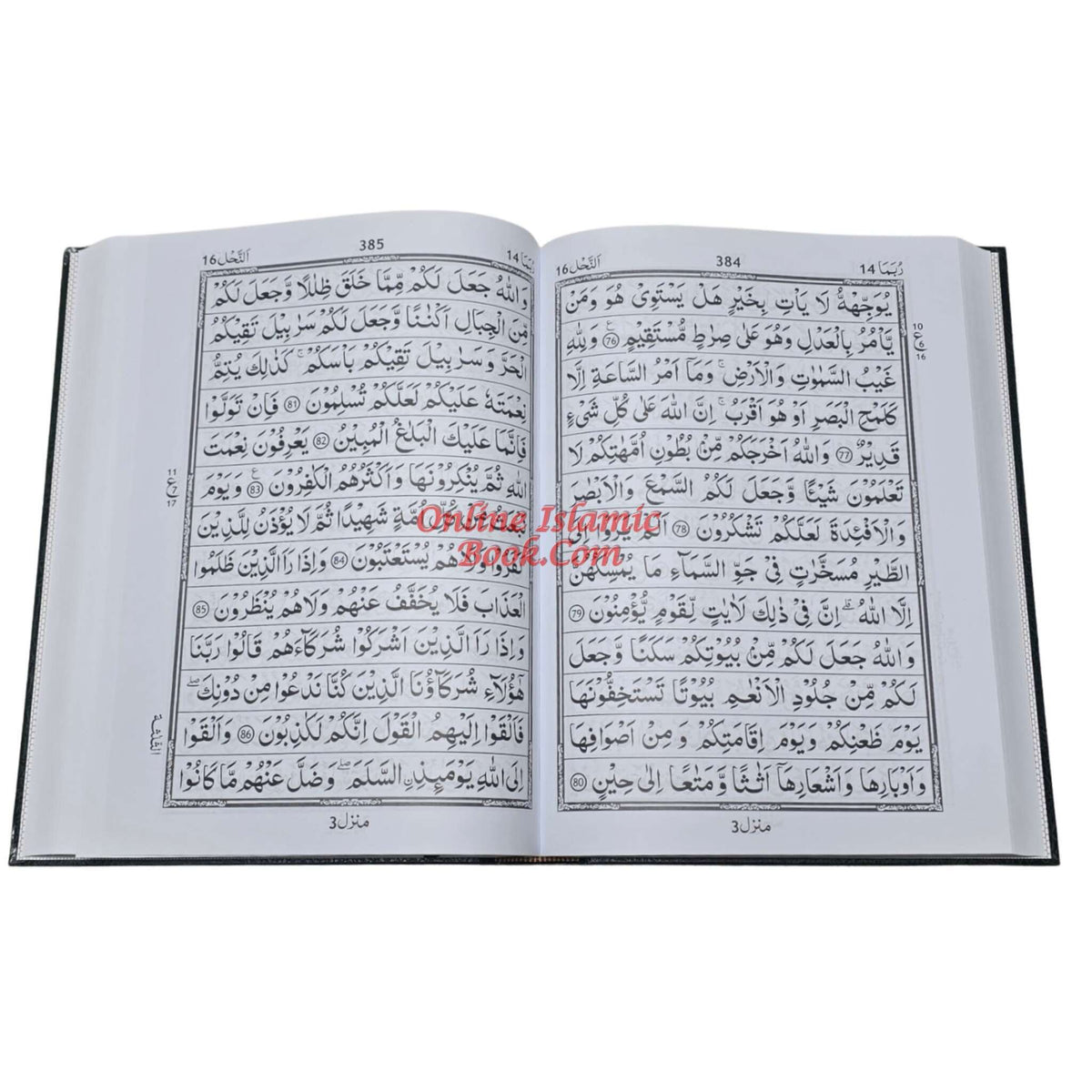 The Quran Arabic Only , 13 Lines Pakistani / Indian/ Persian Script Black and white (Size XL, 13.5 x 10 x 1.7 Inch) (Ref 111BW)