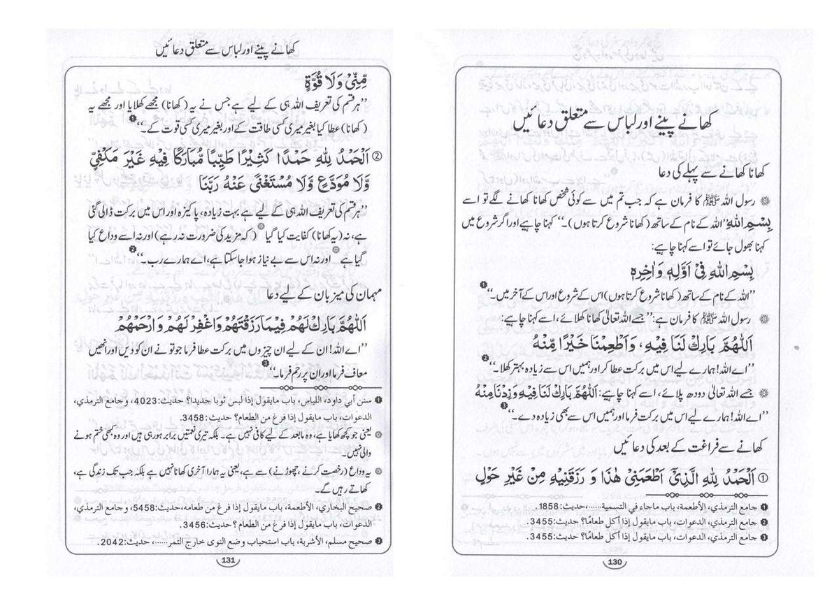 Hisn-ul-Muslim Urdu book by Saeed bin Ali bin Wahf Al-Qahtani showing Arabic prayers with Urdu translation pages